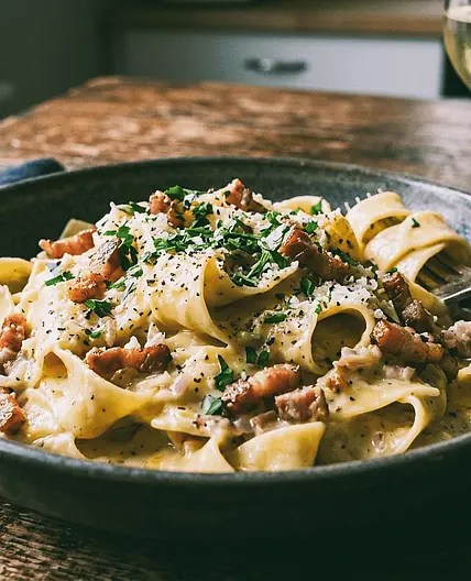 Creamy Bacon Paparedelle