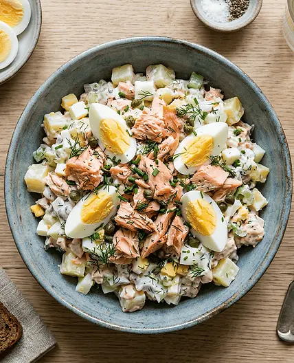 Ensaladilla de Huevo y Salmón saludable