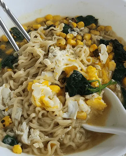 Spinach, Corn, and Ramen