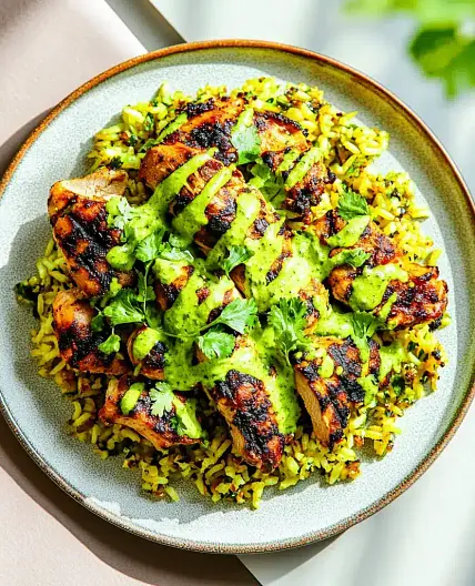 Peruvian Chicken and Rice Green Sauce Made Irresistible