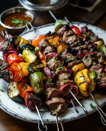 Grilled Beef and Vegetable Skewers with Sumac