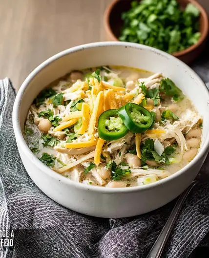 Crockpot White Chicken Chili High Protein Cozy Satisfying Real Comfort Bowl