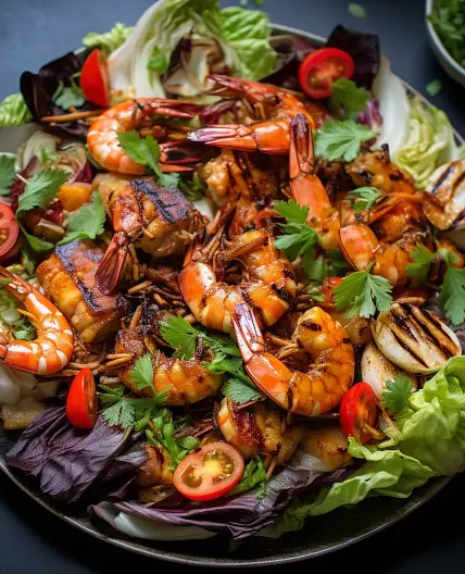Chinese BBQ Grilled Seafood Salad