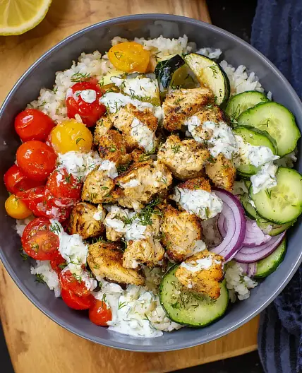 Air Fryer Chicken Tzatziki Bowl Warm and Satisfying Real Fresh Dinner