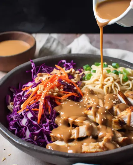 Chicken Satay Noodle Salad with Peanut Sauce
