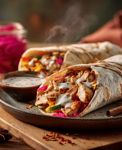 Chicken Shawarma With Garlic Sauce & Pickled Veg