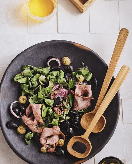 Steirischer Käferbohnensalat mit Roastbeef  (Feldsalat • Käferbohnen • Roastbeef)