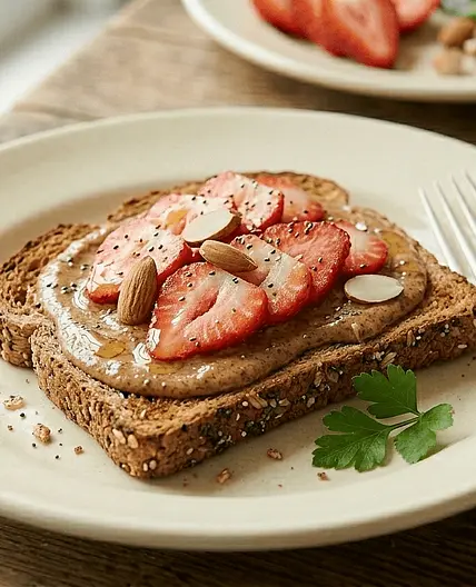 Tost sa puterom od badema i jagodama