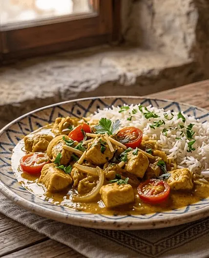 Piletina sa curry sosom i rižom