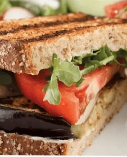 Grilled Eggplant And Portobello Sandwich