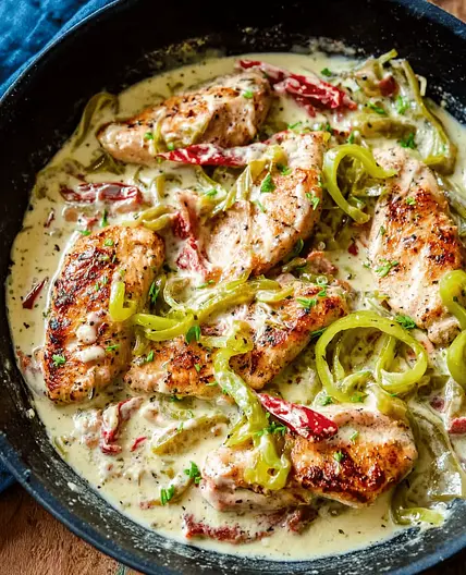 Creamy Pepperoncini Chicken Skillet