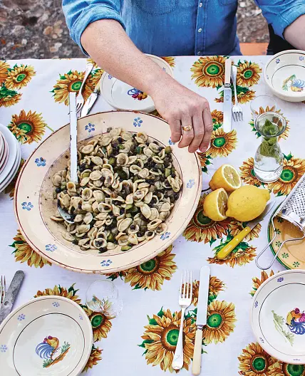 Aubergine & black chickpea orecchiette