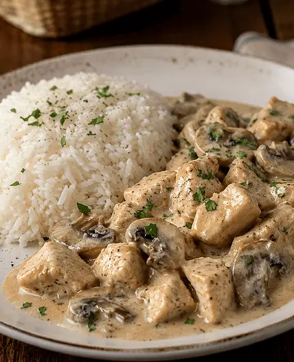 Creamy Mushroom Chicken with Rice