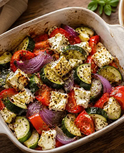 Baked feta vegetables