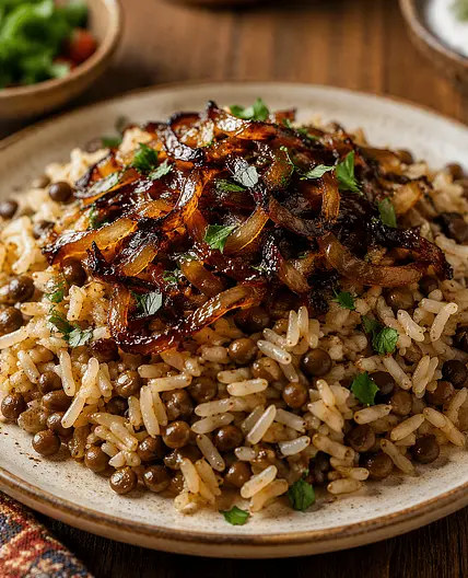 Mujadara (Lentils and Rice with Onions)