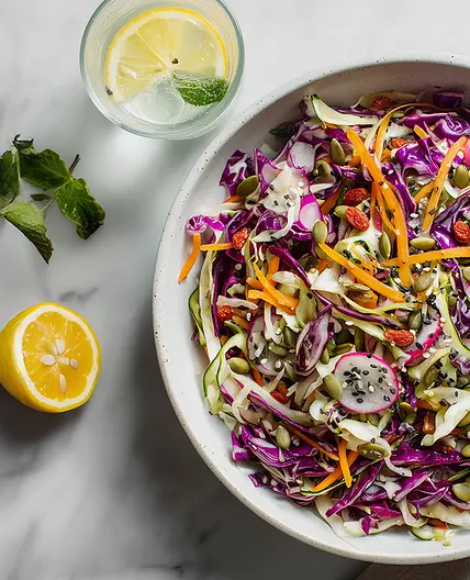 Cabbage Slaw with Savory Seed Mix