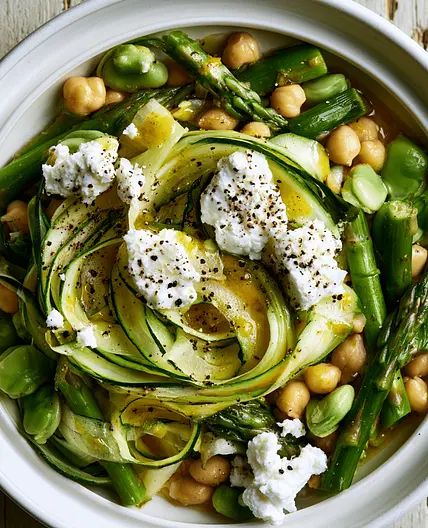 Summer Veggie Salad with Asparagus and Fava Beans