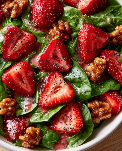 Strawberry Spinach Salad with Candied Walnuts