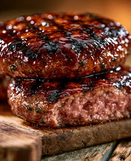 Barbecued Meat Patties with Tangy Brown Sugar Glaze