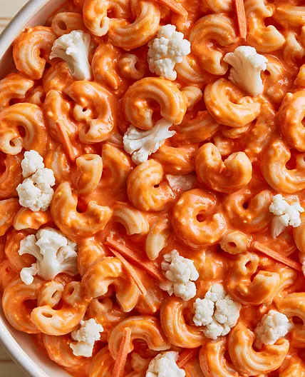 Vegan Buffalo Pasta Salad (Creamy Chickpea Sauce)