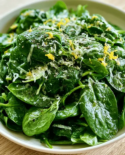 Spinach Salad with Lemon Dressing and Parmesan