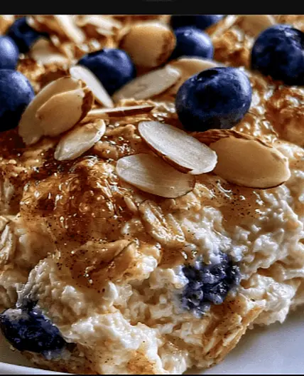 Blueberry Almond Cottage Cheese Breakfast Bake