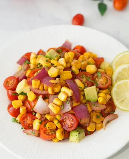 Grilled Corn Salad with Avocado and Tomatoes