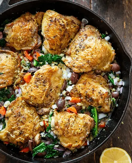 One skillet Greek Chicken