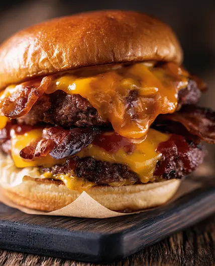 Bacon Double Cheeseburger Recipe (Pan-Fried, 25 Min)