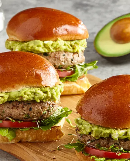 Burgers with Avocado Topping