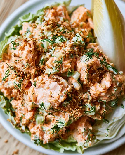 Smoked Salmon Summer Salad with Napa Cabbage Cups