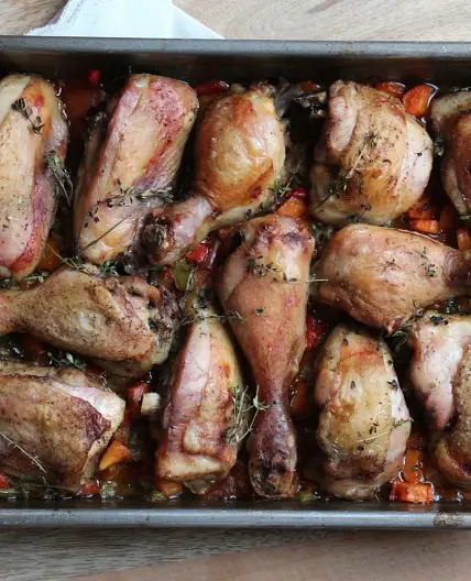 Pollo al horno con verduras