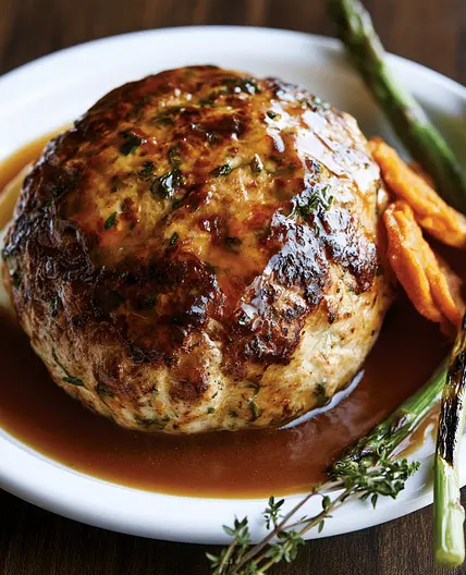Sunday Roast Turkey Burger with Gravy & Sweet Potato Chips