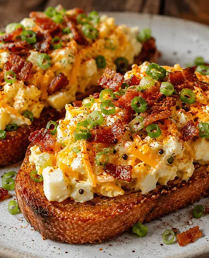 Crispy Fried Sourdough with Bacon, Egg & Cheddar Salad