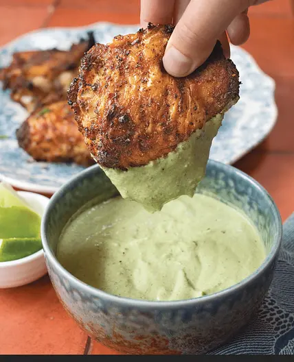 Air Fryer Chicken Thighs with Poblano Cream Sauce