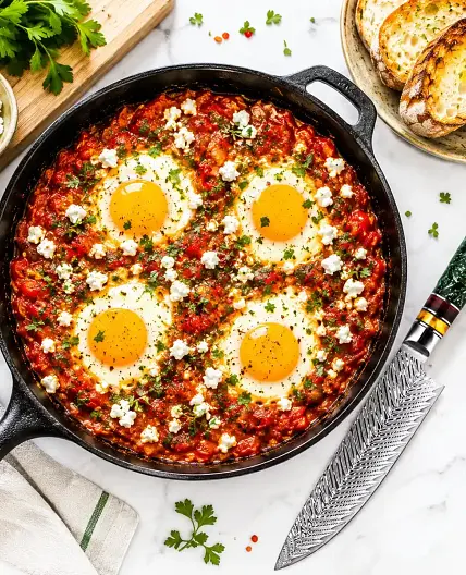 Easy Mediterranean Baked Eggs Recipe | Sharp Blades