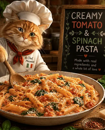 Creamy Tomato and Spinach Pasta