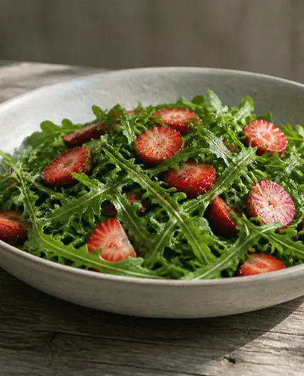 Arugula and Strawberry Salad with Cayenne Lemon Vinaigrette
