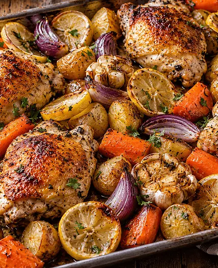 Sheet Pan Lemon Garlic Chicken and Potatoes