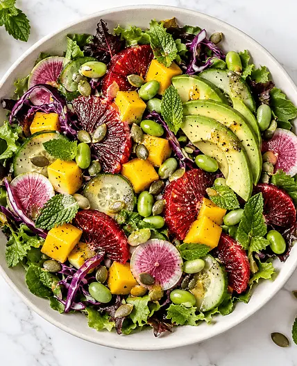 Mango, Blood Orange & Edamame Jewel Salad