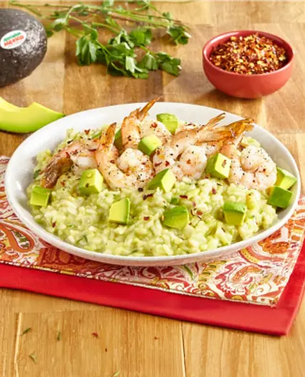 Cheesy Avocado Risotto with Shrimp