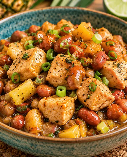 SPICY PINEAPPLE-LIME CARIBBEAN CHICKEN & PINK BEANS