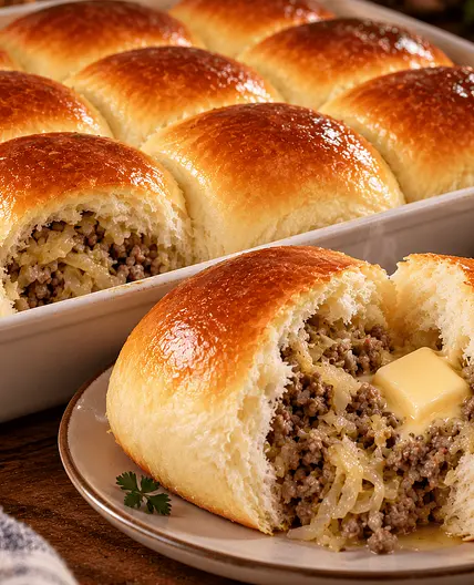 Oma's Krautstrudel: German Meat & Cabbage Pull-Apart Buns
