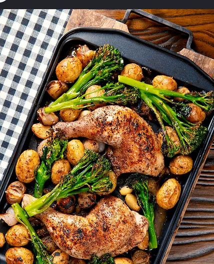 Traybake Chicken with Potatoes, Preserved Lemon and Olives