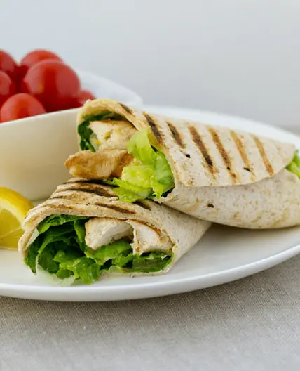 Grilled Chicken Caesar Wrap with Grape Tomatoes