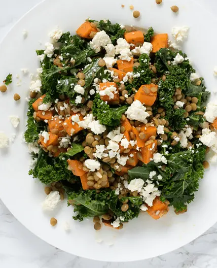 Lentil, Sweet Potato & Kale Salad with Feta