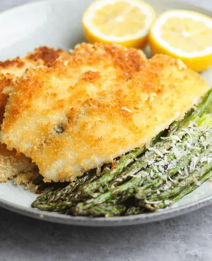 Panko Crusted Tilapia with Lemon Parmesan Asparagus