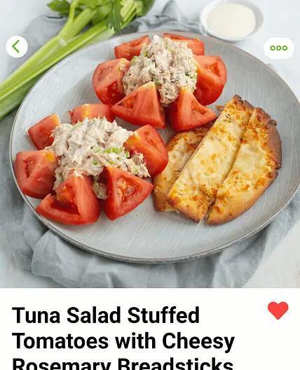 Tuna Salad Stuffed Tomatoes with Cheesy Rosemary Breadsticks