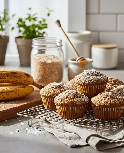 Banana and peanut-butter breakfast muffins