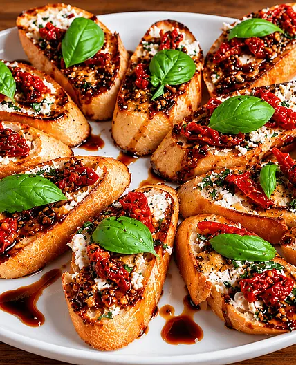 Vegan Bruschetta with Ricotta & Sun-Dried Tomato